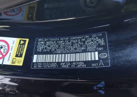 2010 Lexus Hs 250H z USA, uszkodzony, nr VIN JTHBB1BA3A2029950